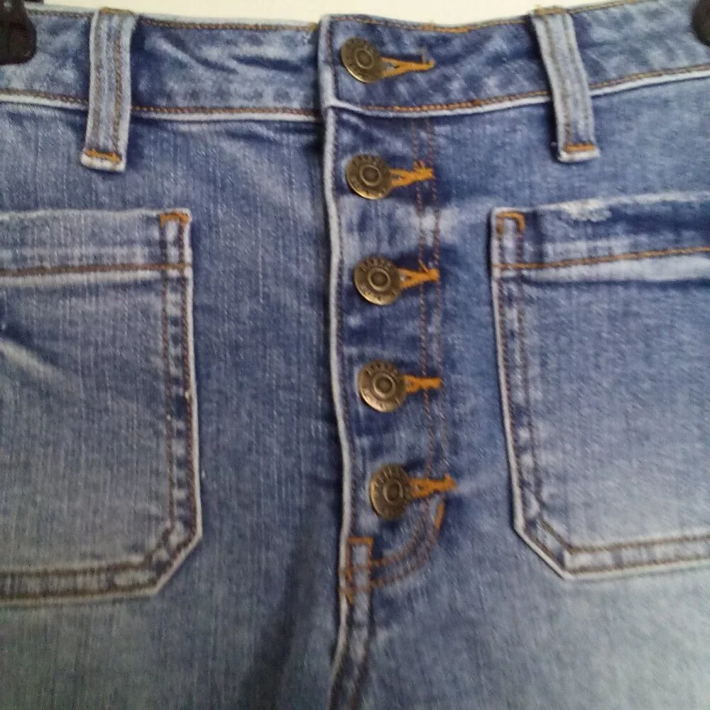 Harper Heritage Shorts Women 27 Button Fly Raw Hem Denim Blue